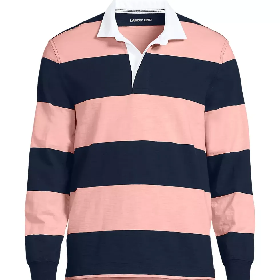 Men's Long Sleeve Textured Rugby Polo