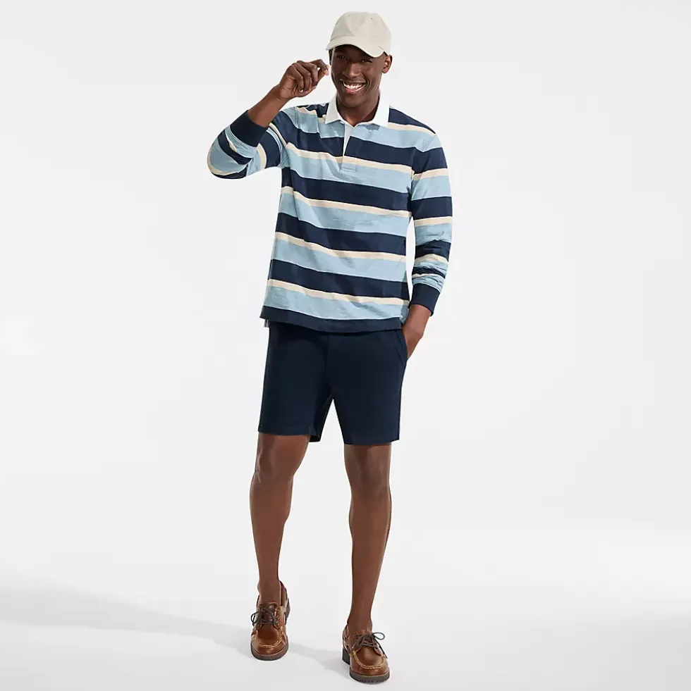 Men's Long Sleeve Textured Rugby Polo