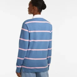 Men's Long Sleeve Textured Rugby Polo