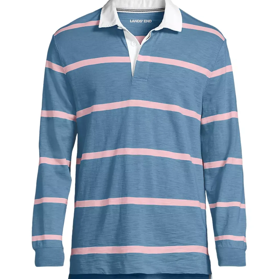Men's Long Sleeve Textured Rugby Polo