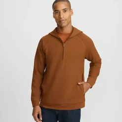 Men's Long Sleeve Waffle Quarter Zip Hoodie