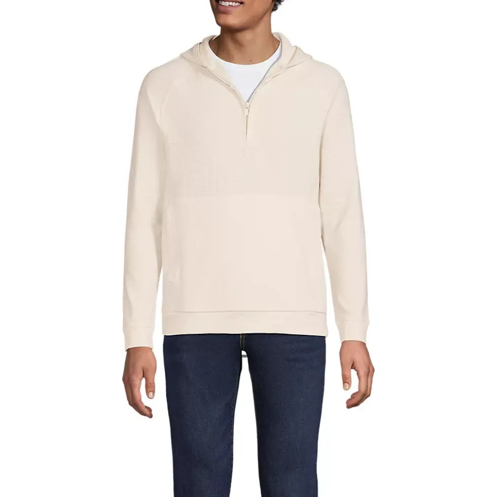 Men's Long Sleeve Waffle Quarter Zip Hoodie