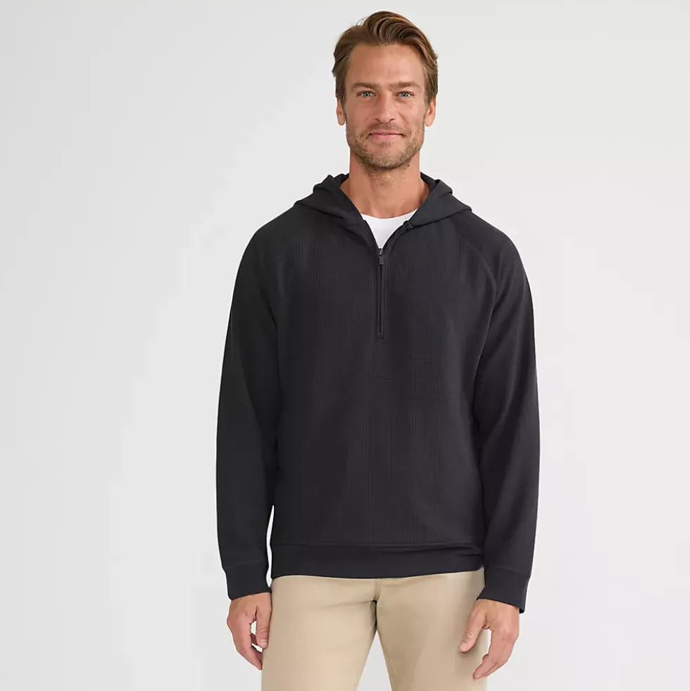 Men's Long Sleeve Waffle Quarter Zip Hoodie