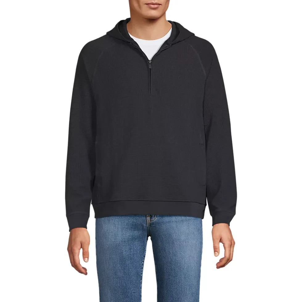 Men's Long Sleeve Waffle Quarter Zip Hoodie