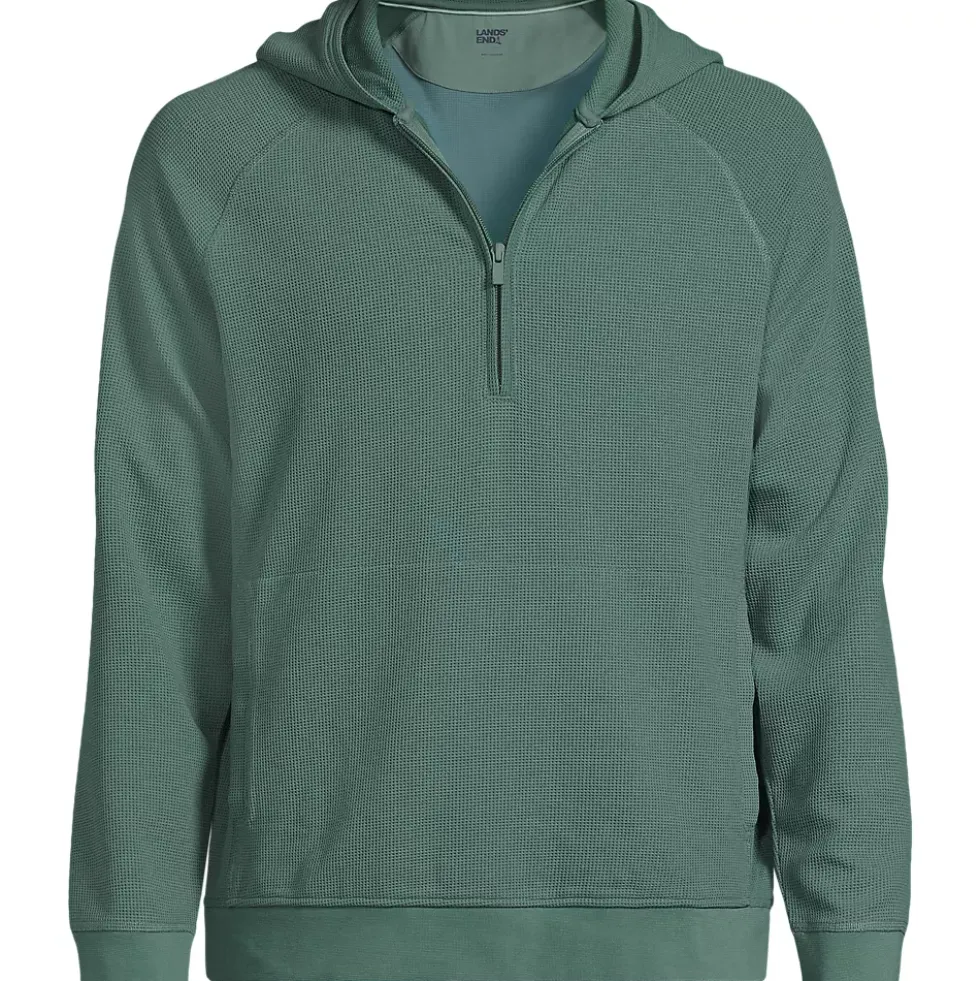 Men's Long Sleeve Waffle Quarter Zip Hoodie