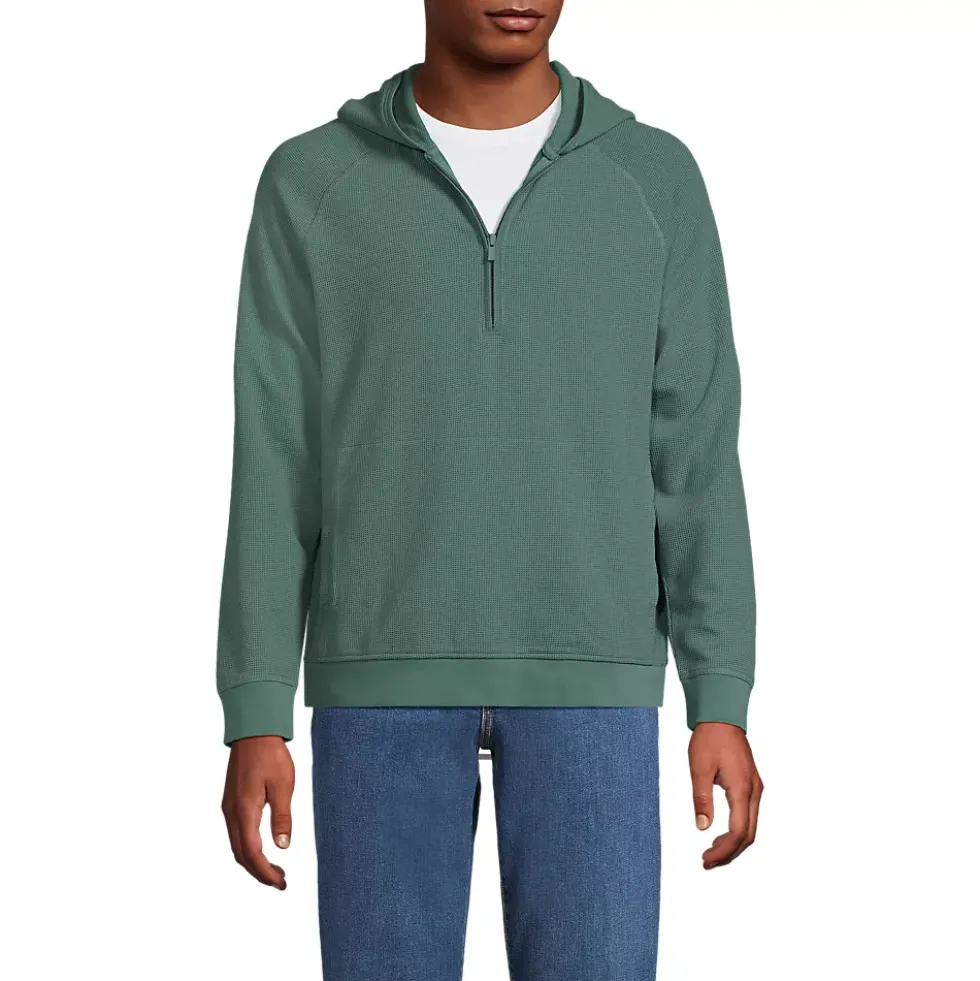 Men's Long Sleeve Waffle Quarter Zip Hoodie