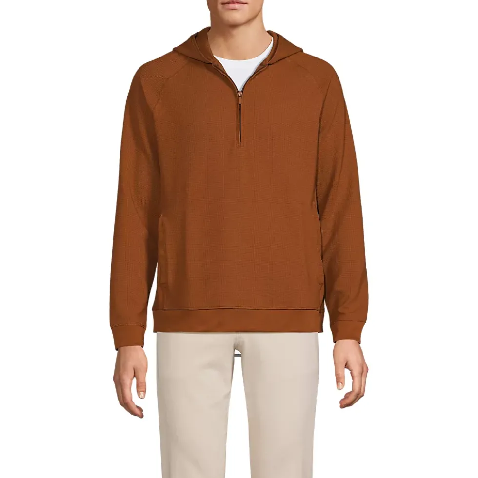 Men's Long Sleeve Waffle Quarter Zip Hoodie