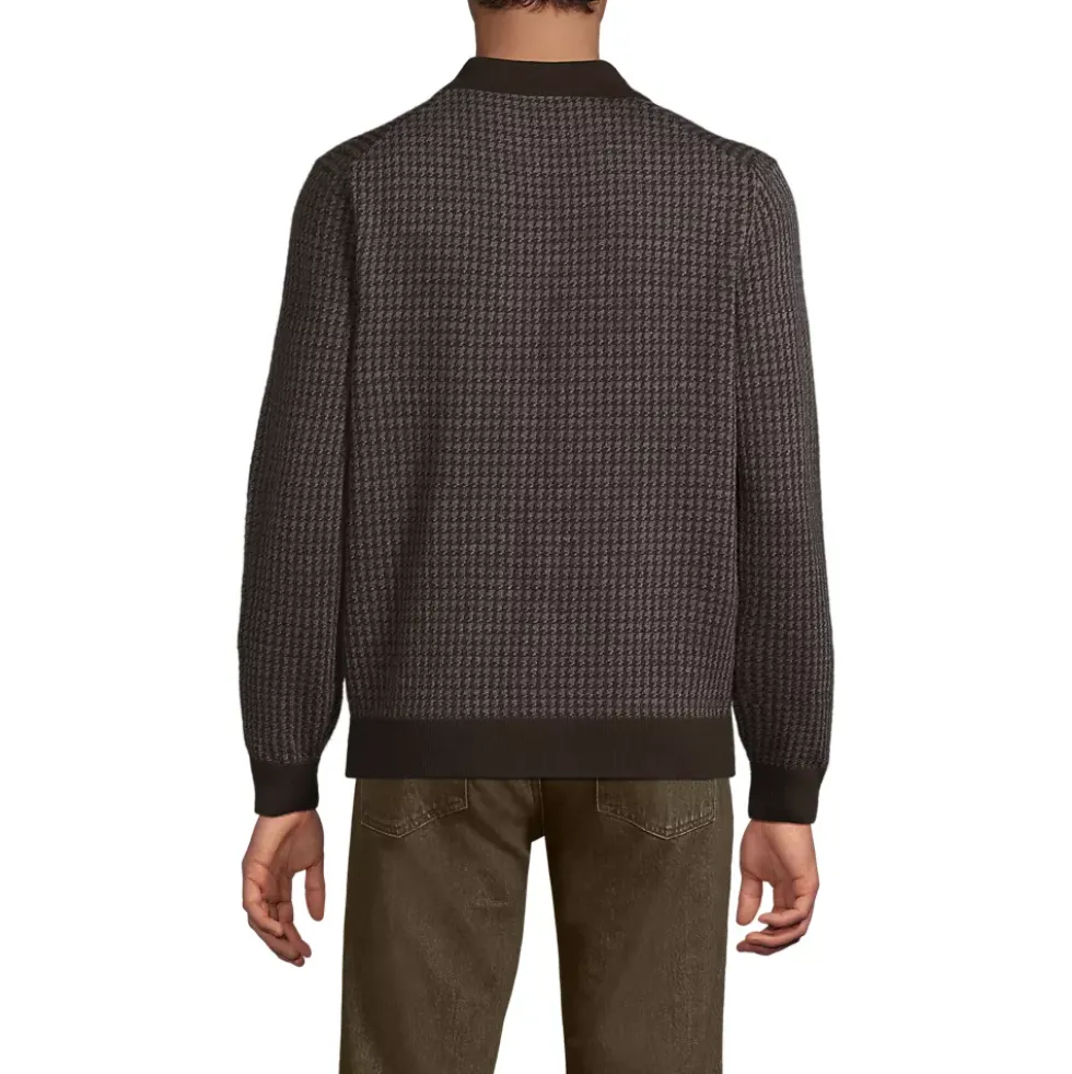 Men's Long Sleeve Washable Merino Button Through Sweater Polo