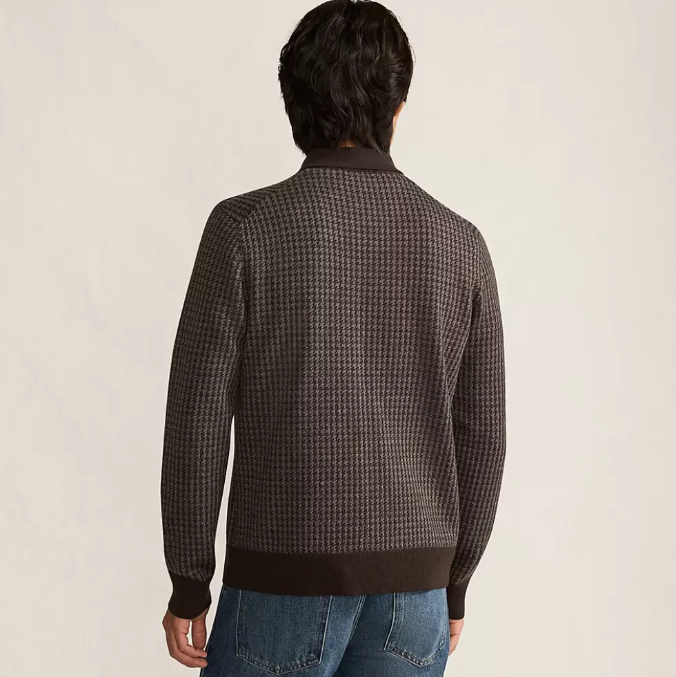 Men's Long Sleeve Washable Merino Button Through Sweater Polo