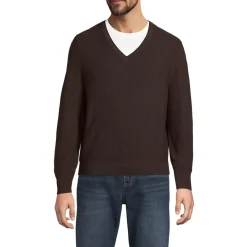Men's Long Sleeve Washable Merino Wool V Neck Sweater