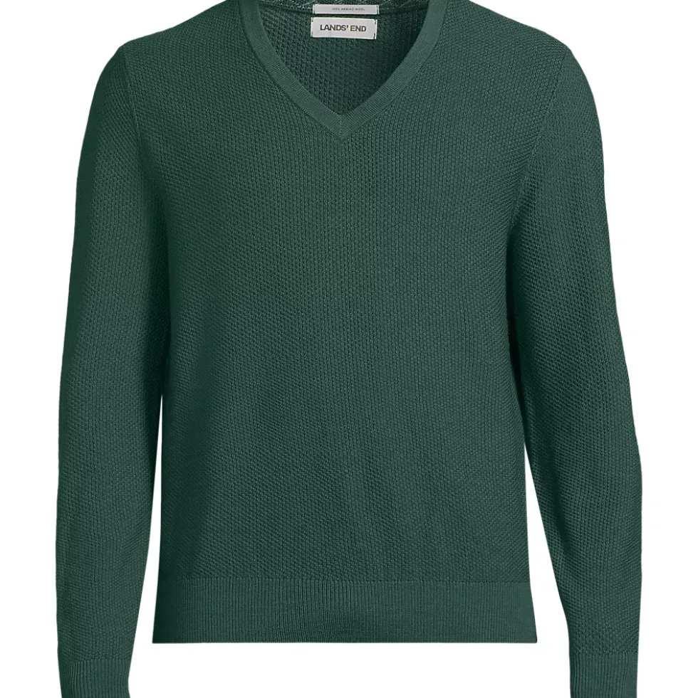 Men's Long Sleeve Washable Merino Wool V Neck Sweater