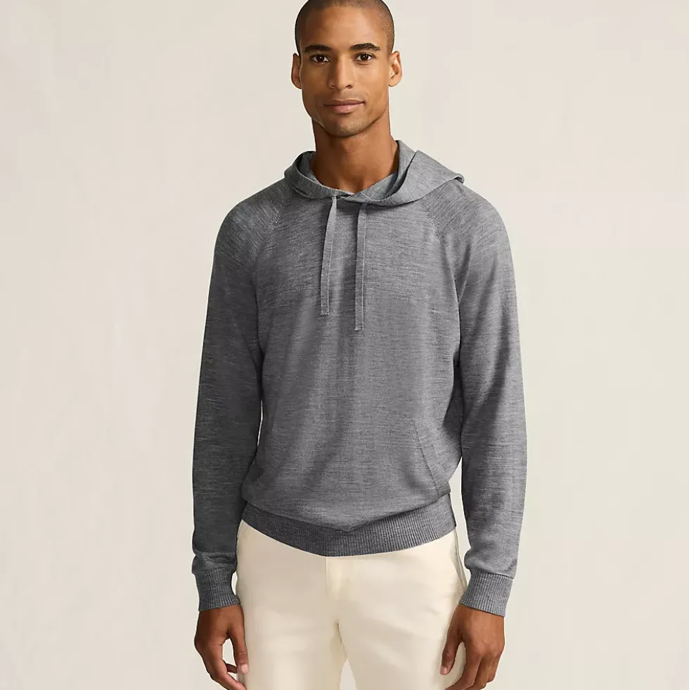 Men's Long Sleeve Washable Merino Pullover Hoodie