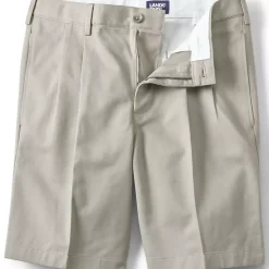 Men's No Iron 9" Comfort Waist Pleated Front Chino Short