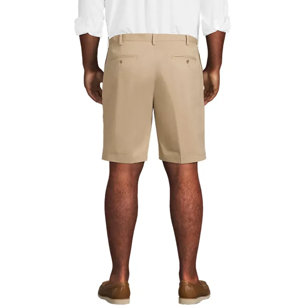Men's No Iron 9" Comfort Waist Pleated Front Chino Short