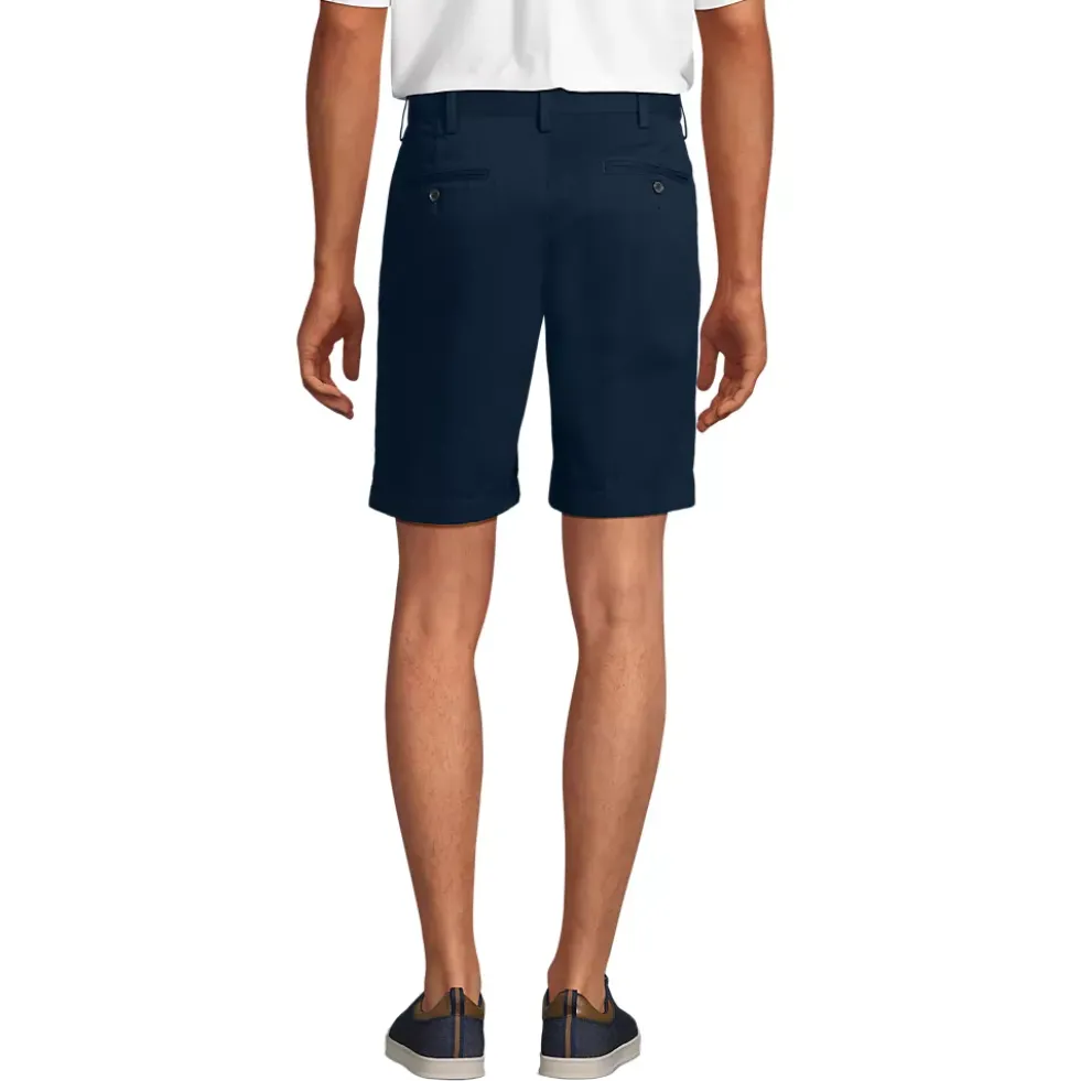Men's No Iron 9" Comfort Waist Pleated Front Chino Short