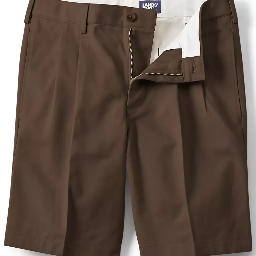 Men's No Iron 9" Comfort Waist Pleated Front Chino Short