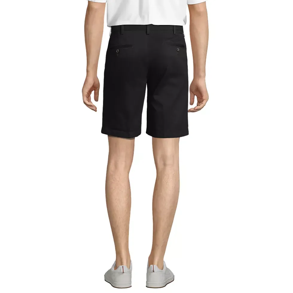 Men's No Iron 9" Comfort Waist Pleated Front Chino Short