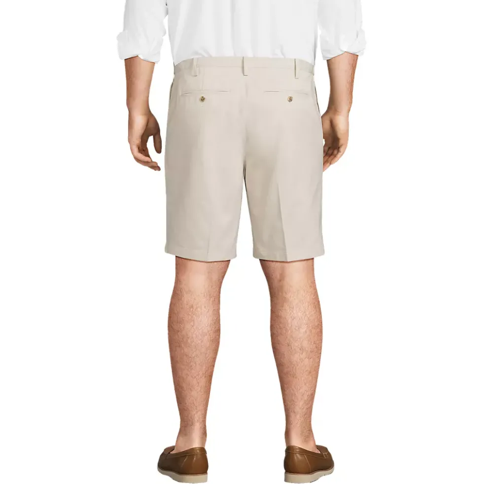 Men's No Iron 9" Comfort Waist Pleated Front Chino Short