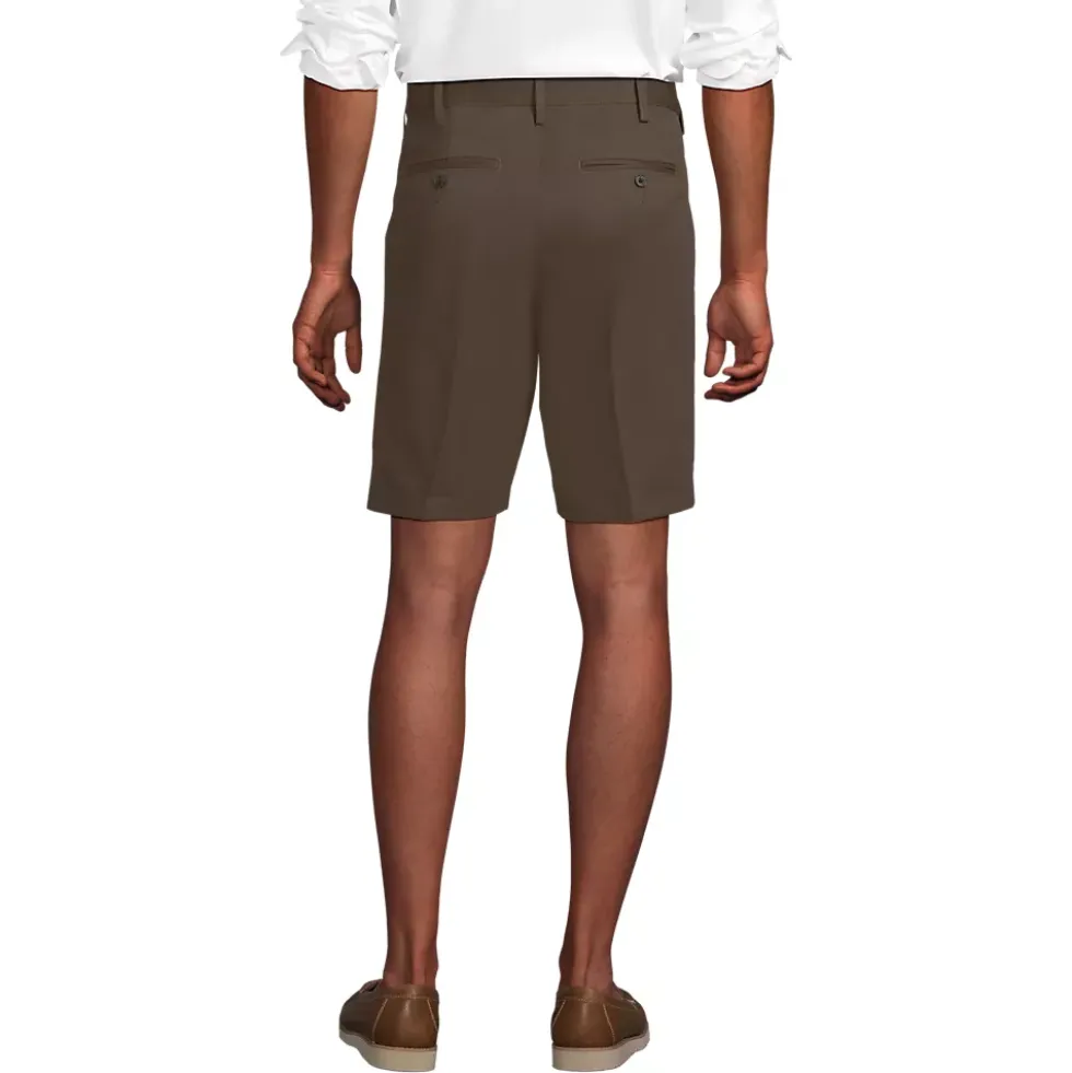 Men's No Iron 9" Comfort Waist Pleated Front Chino Short