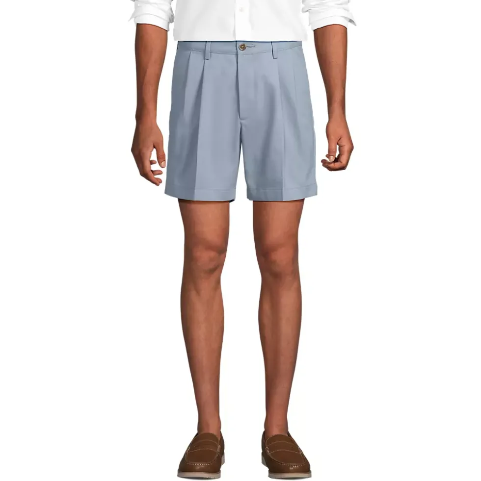 Men's No Iron 6" Comfort Waist Pleated Front Chino Short
