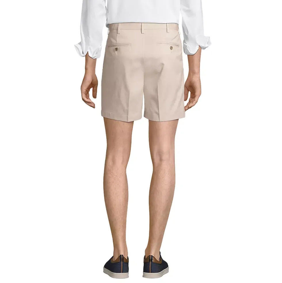 Men's No Iron 6" Comfort Waist Pleated Front Chino Short