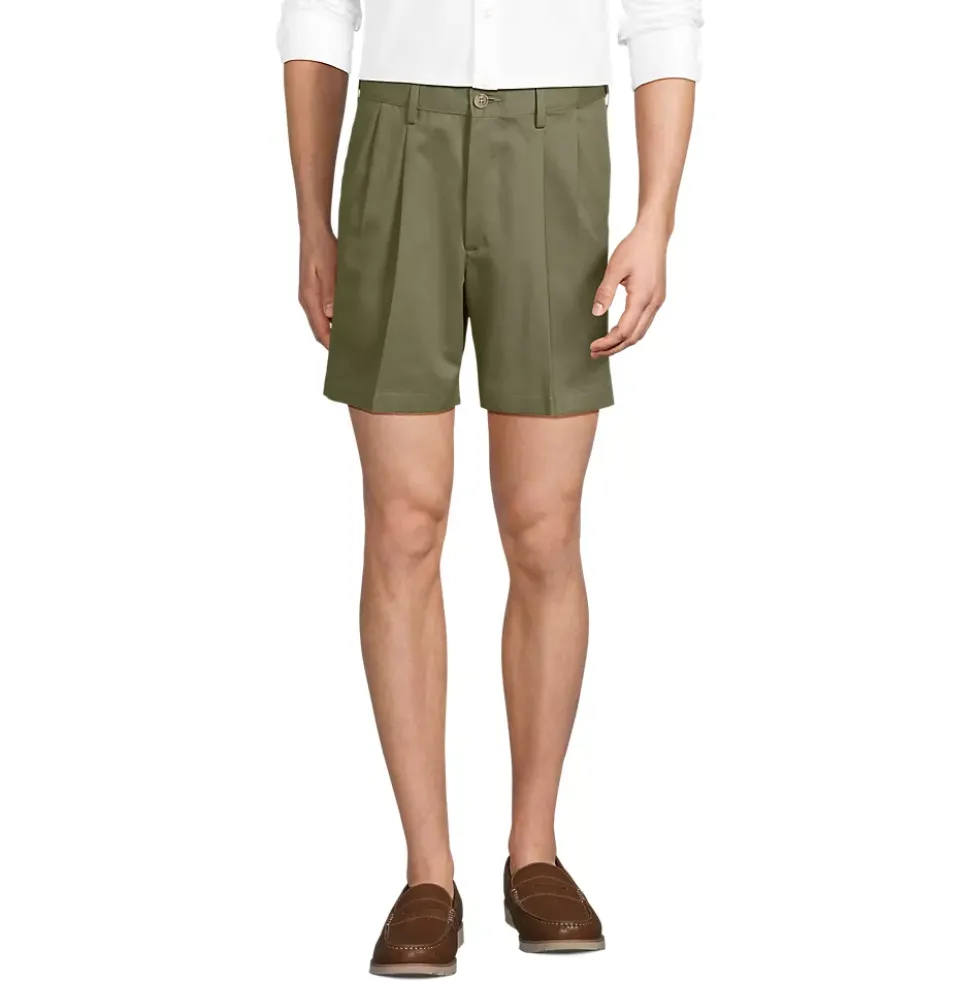 Men's No Iron 6" Comfort Waist Pleated Front Chino Short