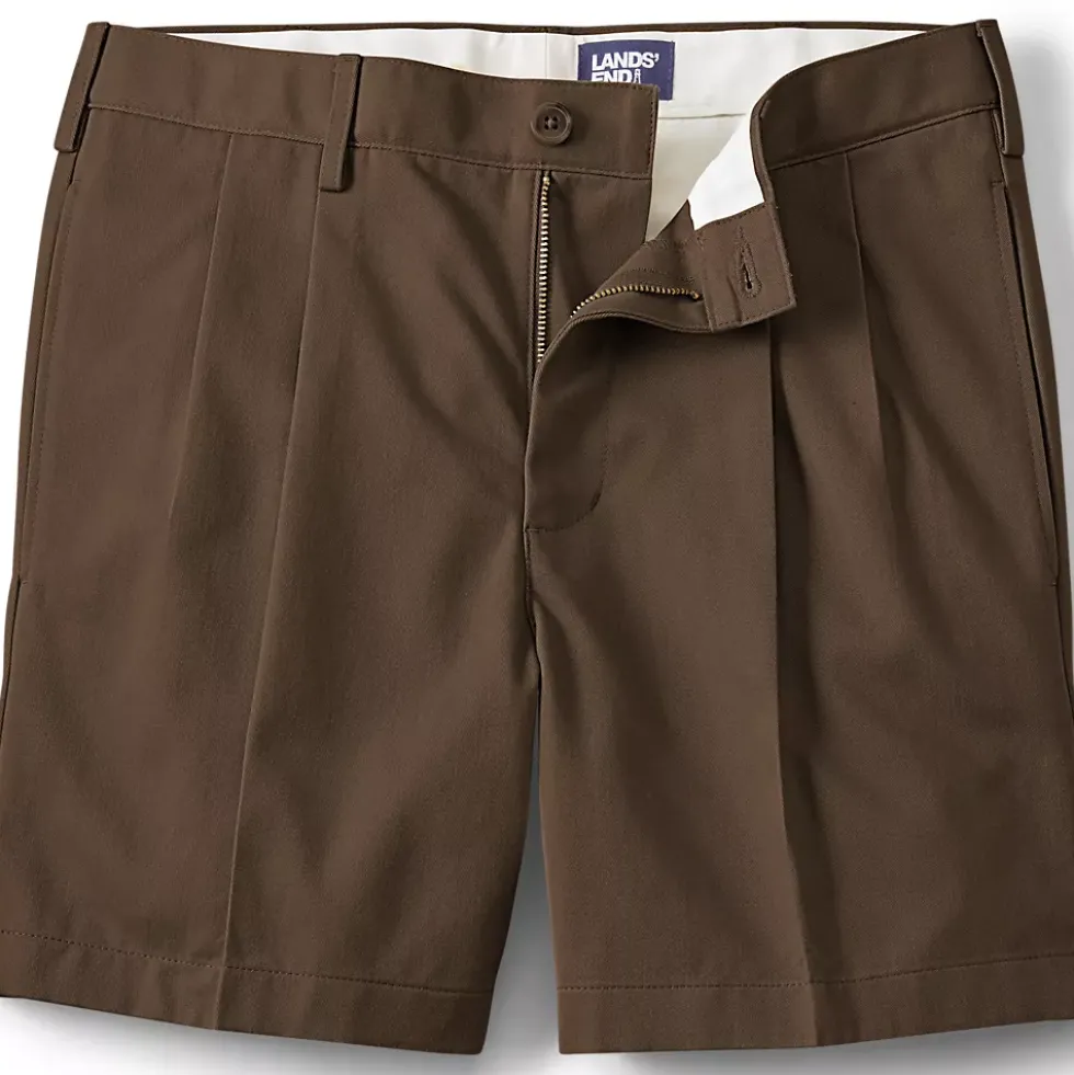 Men's No Iron 6" Comfort Waist Pleated Front Chino Short
