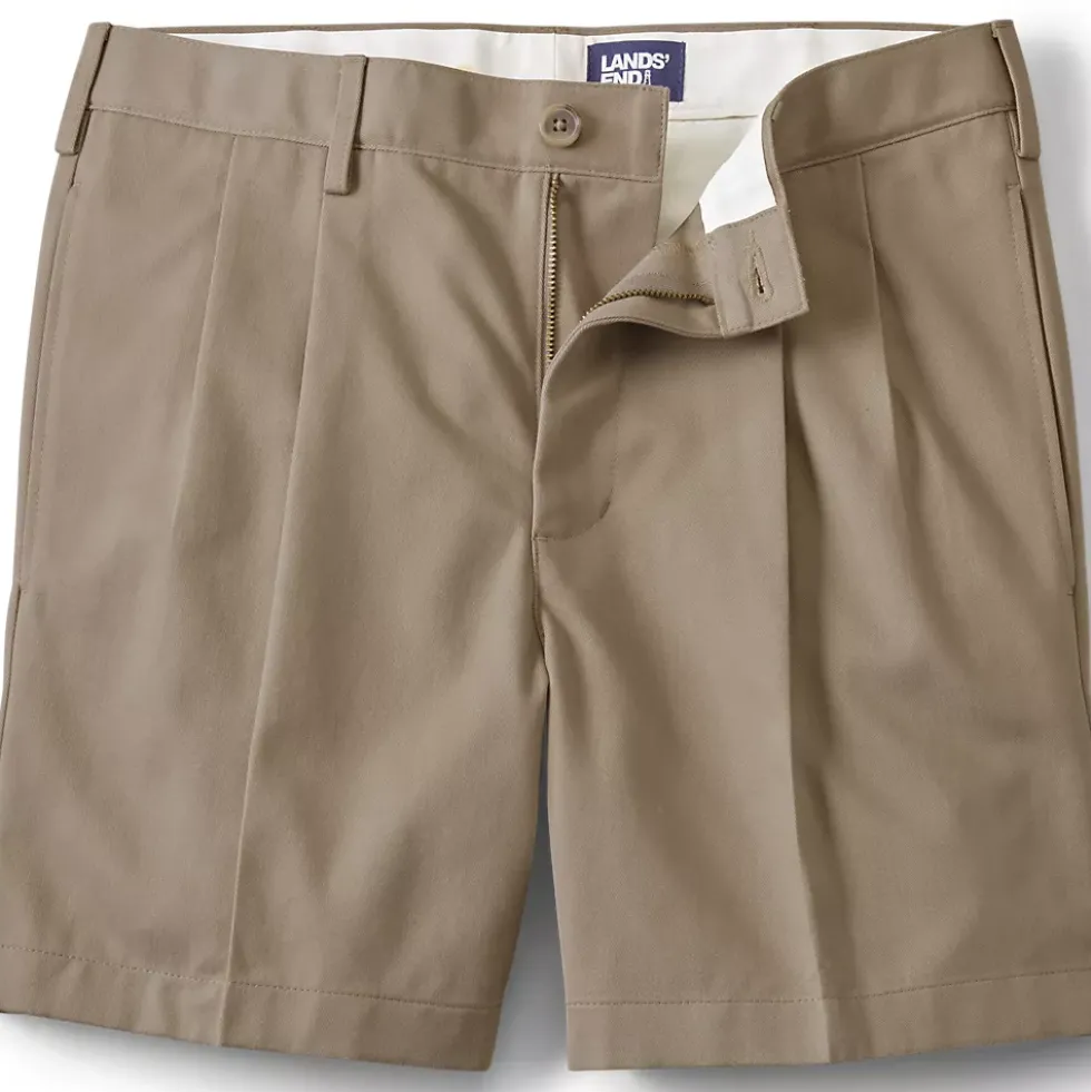 Men's No Iron 6" Comfort Waist Pleated Front Chino Short