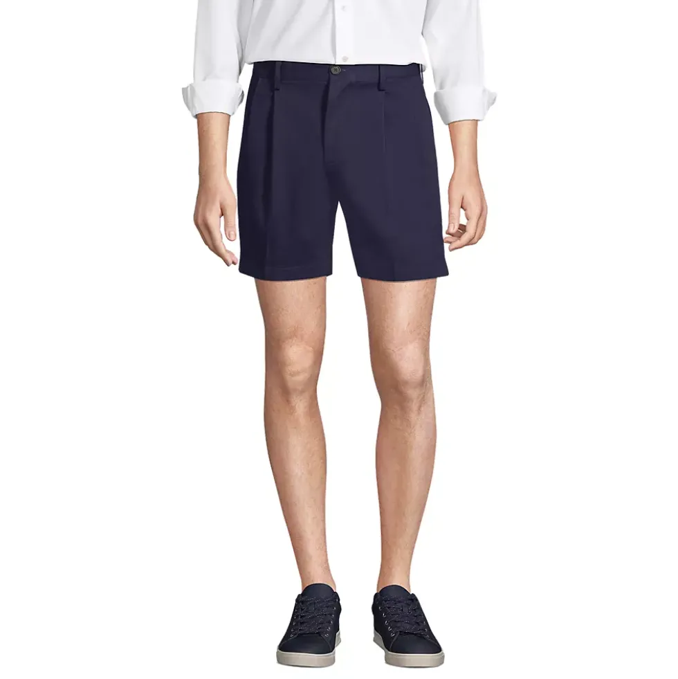 Men's No Iron 6" Comfort Waist Pleated Front Chino Short