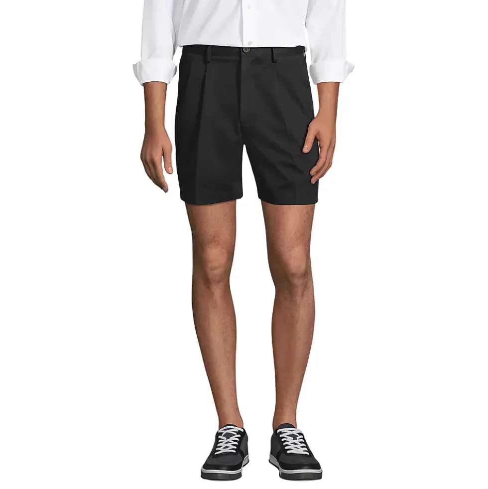 Men's No Iron 6" Comfort Waist Pleated Front Chino Short