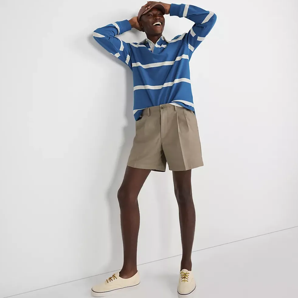 Men's No Iron 6" Comfort Waist Pleated Front Chino Short