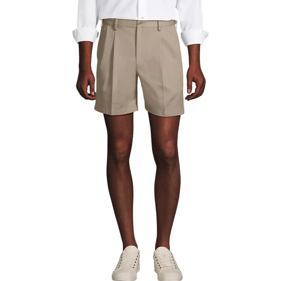 Men's No Iron 6" Comfort Waist Pleated Front Chino Short