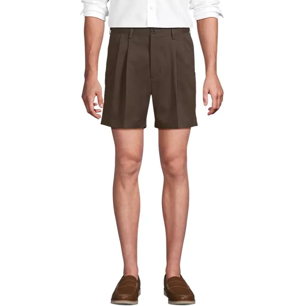 Men's No Iron 6" Comfort Waist Pleated Front Chino Short