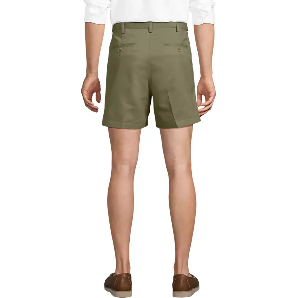 Men's No Iron 6" Comfort Waist Pleated Front Chino Short