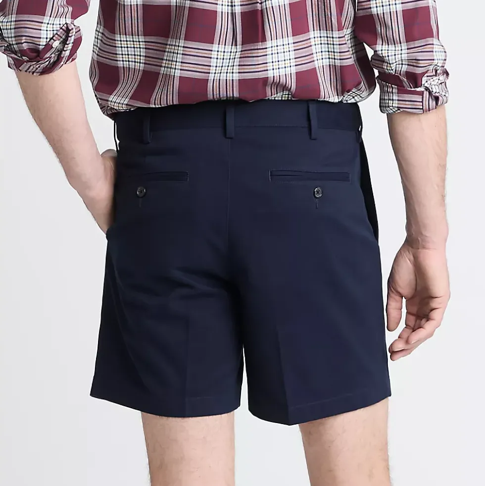 Men's No Iron 6" Comfort Waist Pleated Front Chino Short