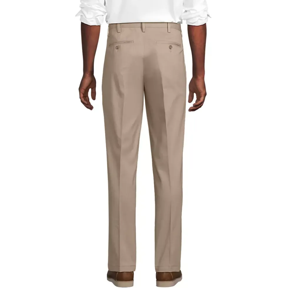 Men's No Iron Comfort Waist Traditional Fit Pleated Front Chino Pant