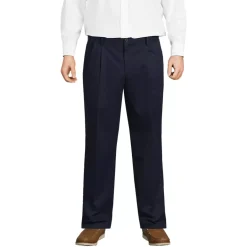 Men's No Iron Comfort Waist Traditional Fit Pleated Front Chino Pant
