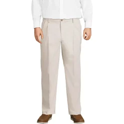 Men's No Iron Comfort Waist Traditional Fit Pleated Front Chino Pant