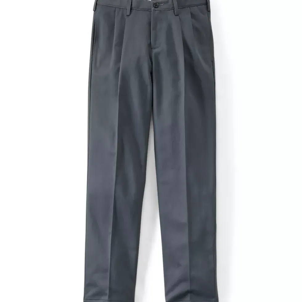 Men's No Iron Comfort Waist Traditional Fit Pleated Front Chino Pant