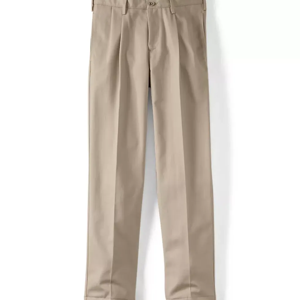Men's No Iron Comfort Waist Traditional Fit Pleated Front Chino Pant