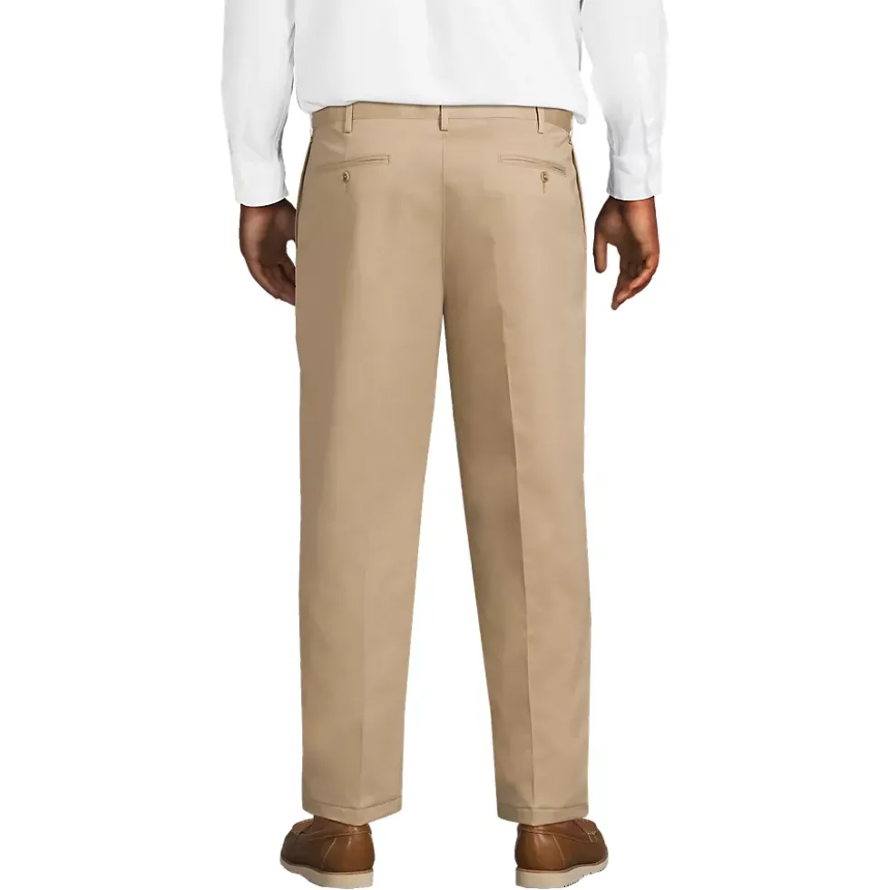 Men's No Iron Comfort Waist Traditional Fit Pleated Front Chino Pant
