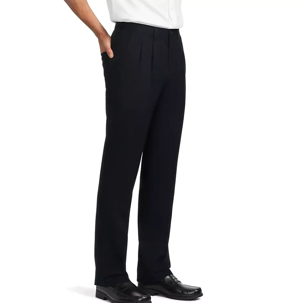 Men's No Iron Comfort Waist Traditional Fit Pleated Front Chino Pant