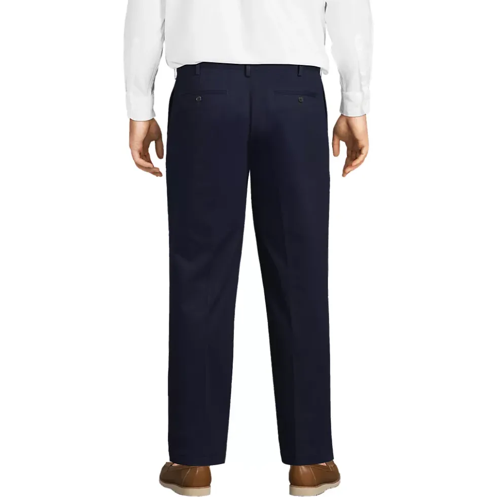 Men's No Iron Comfort Waist Traditional Fit Pleated Front Chino Pant