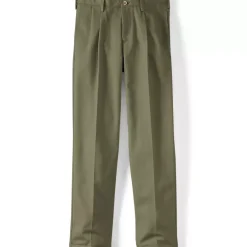 Men's No Iron Comfort Waist Traditional Fit Pleated Front Chino Pant