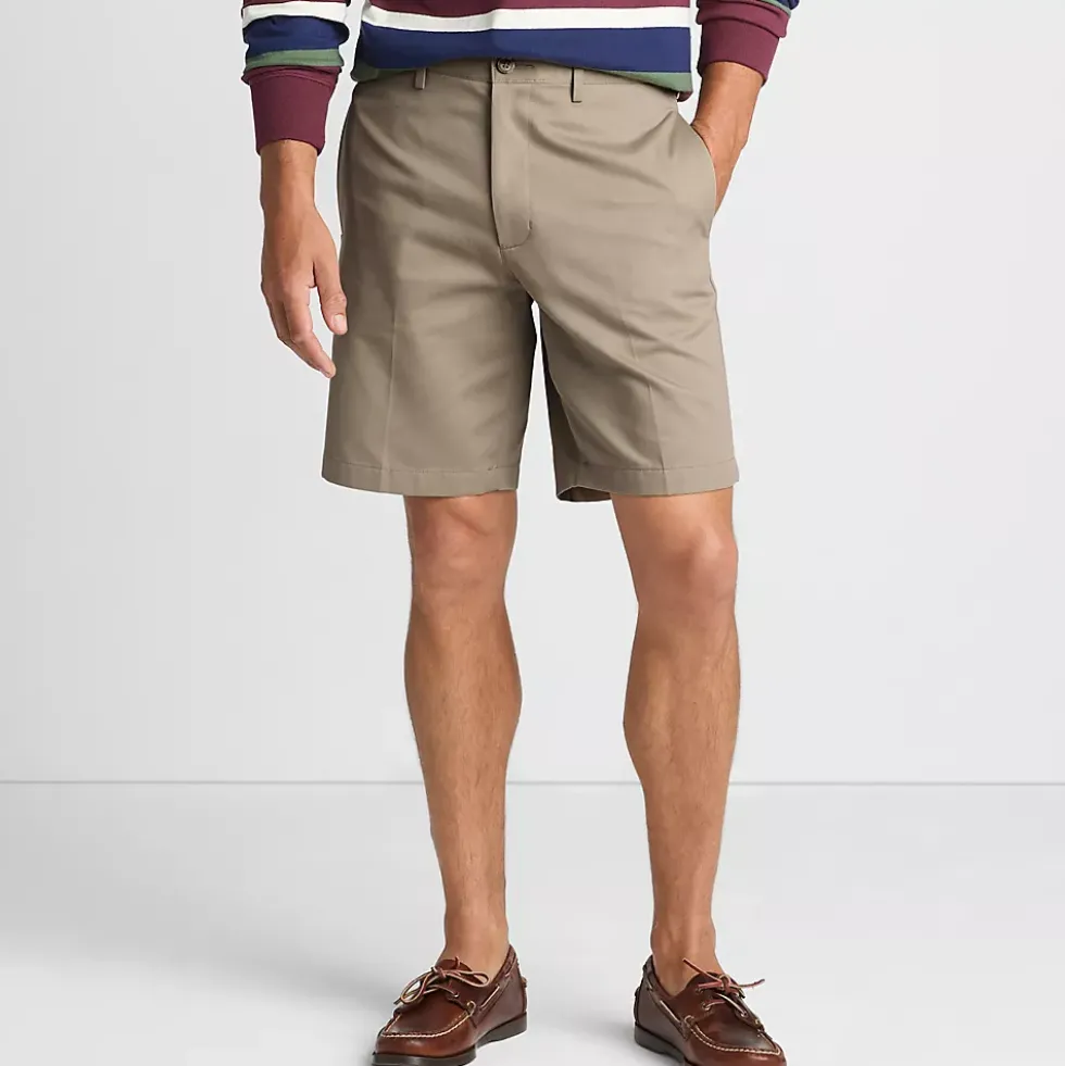 Men's No Iron 9" Plain Front Chino Short