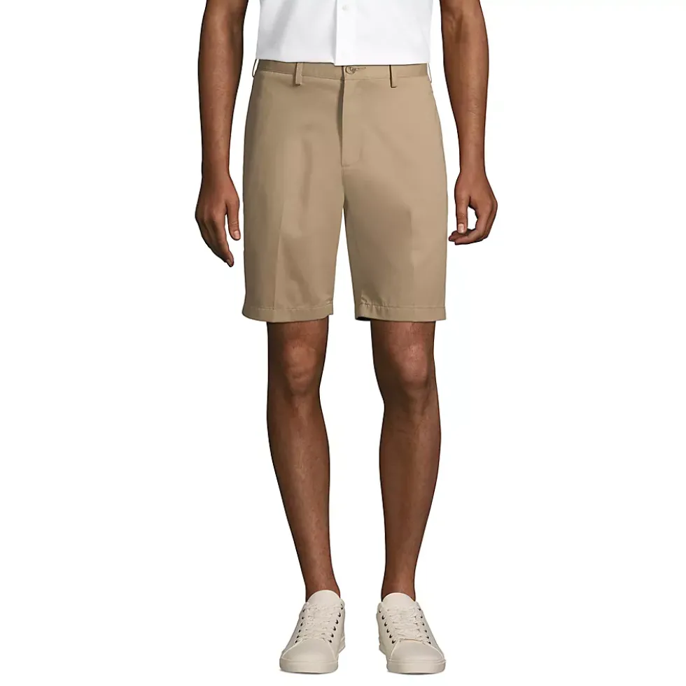 Men's No Iron 9" Plain Front Chino Short