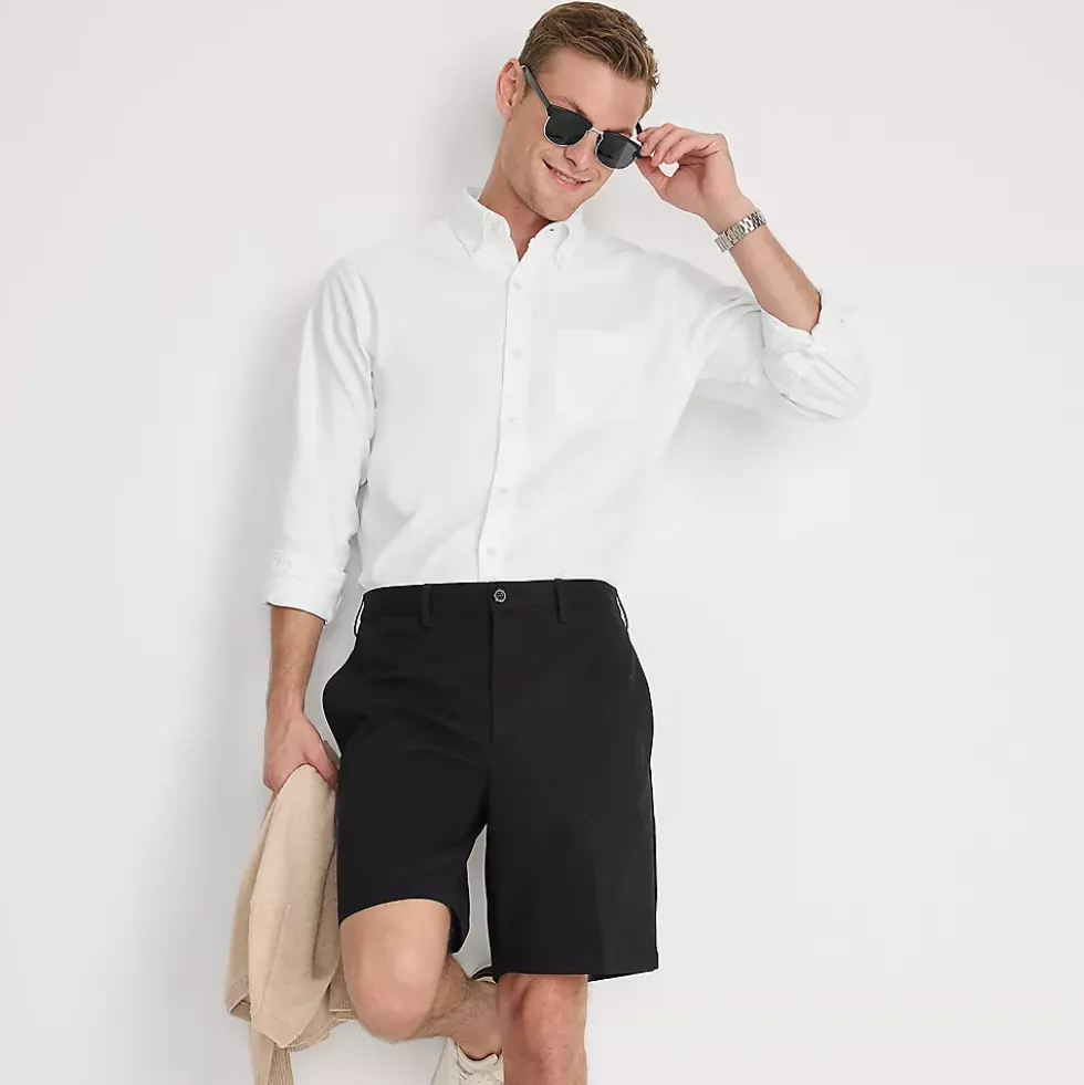 Men's No Iron 9" Plain Front Chino Short