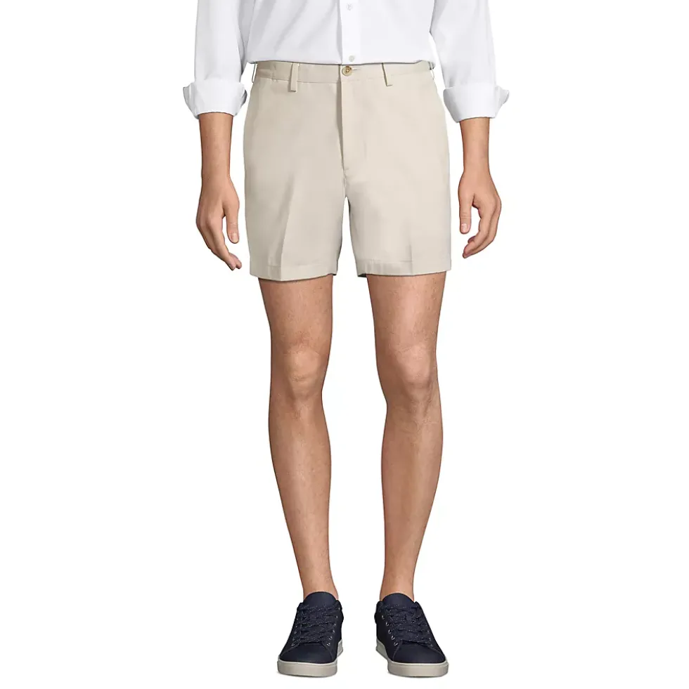 Men's No Iron 6" Plain Front Chino Short