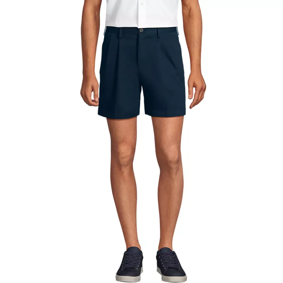 Men's No Iron 6" Pleated Front Chino Short