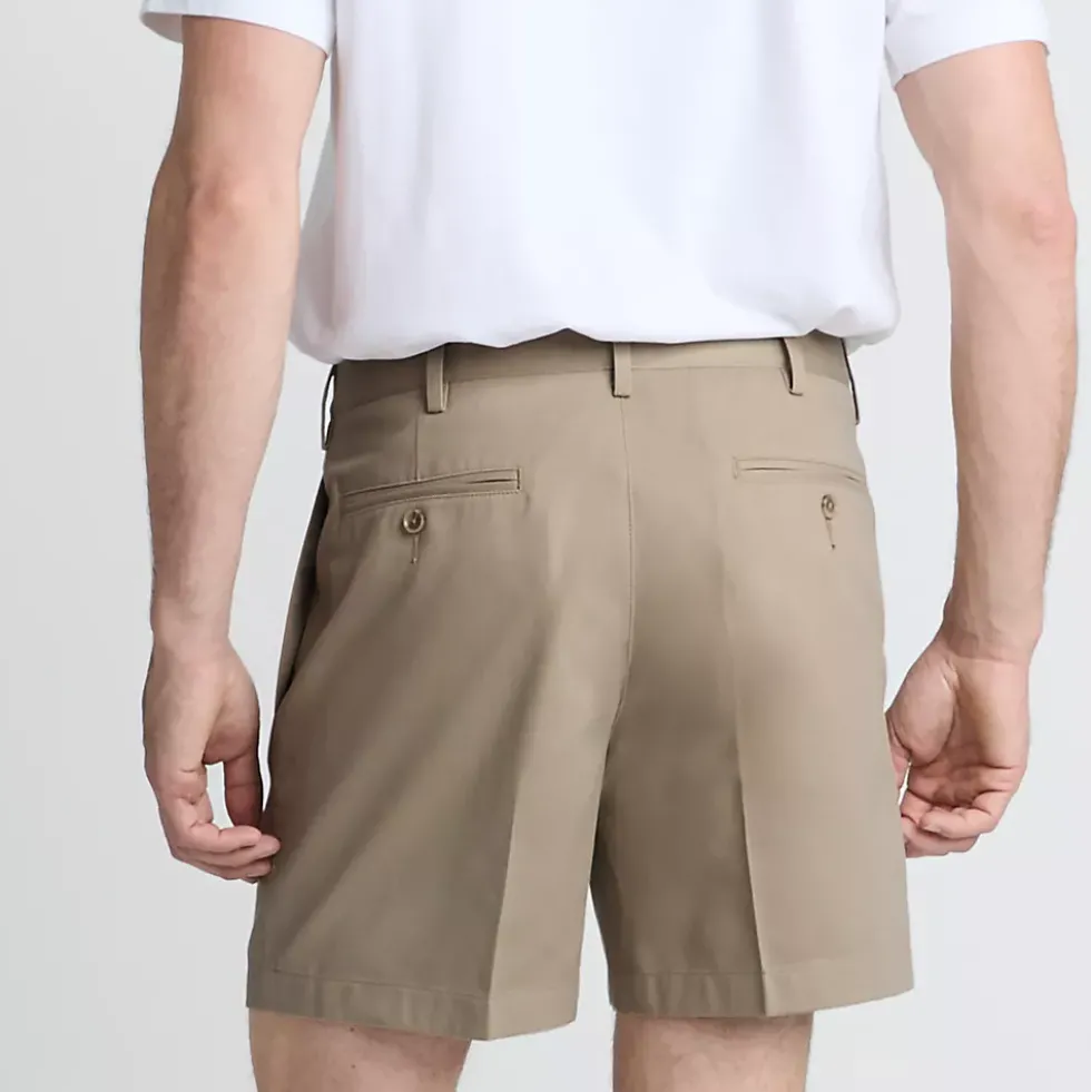 Men's No Iron 6" Pleated Front Chino Short